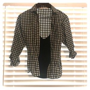 Black and white gingham button down
